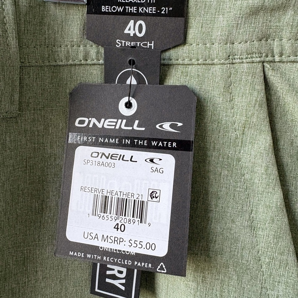 O’Neill Relaxed fit Sage green Size 40 Stretch Men’s shorts Beach Vacation Surf - Picture 4 of 9